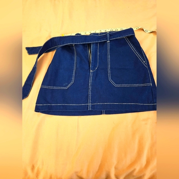 Blue Denim Mini Skirt with Belt #y2k - Picture 1 of 5